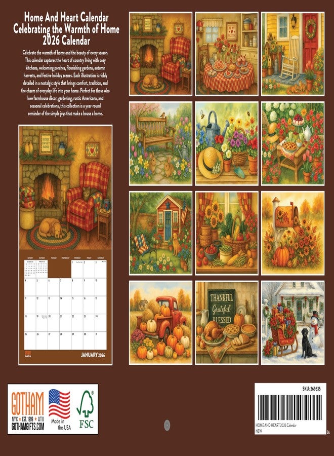 Poster Foundry Home And Heart Calendar 2026 Folk Art Monthly Wall Calender 12 Month | American Made In The USA - Image 2