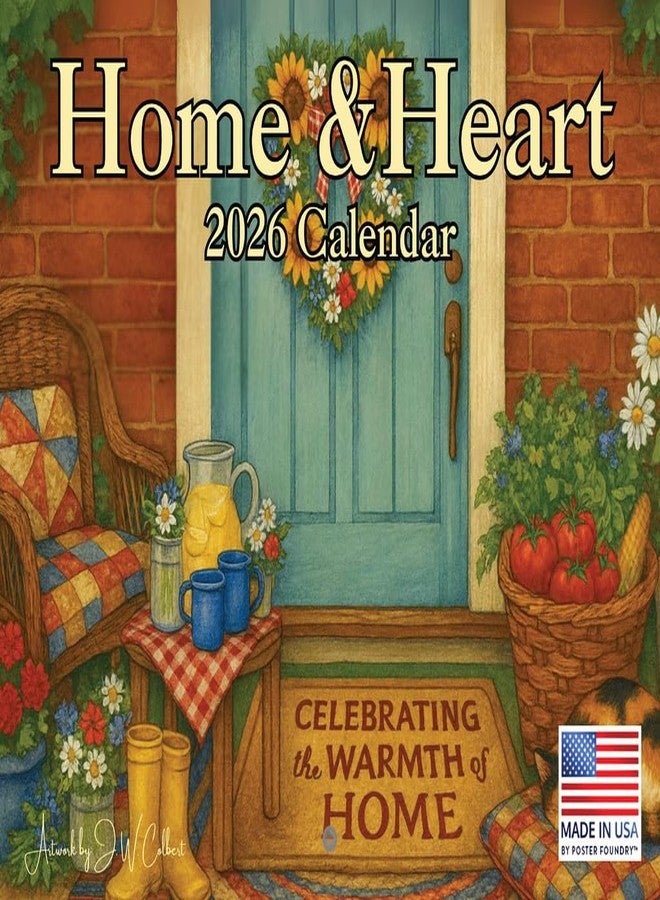 Poster Foundry Home And Heart Calendar 2026 Folk Art Monthly Wall Calender 12 Month | American Made In The USA - Image 1