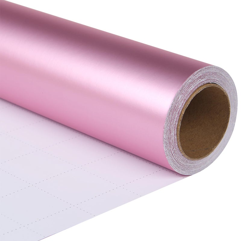 ZINTBIAL Metallic Pink Wrapping Paper Roll with Cut Lines Solid Pink Holiday Gift Wrap for Valentines Day Birthdays Baby Shower Wedding Christmas 175 in x 33 ft 48 sq ft Easy to Cut - Image 2