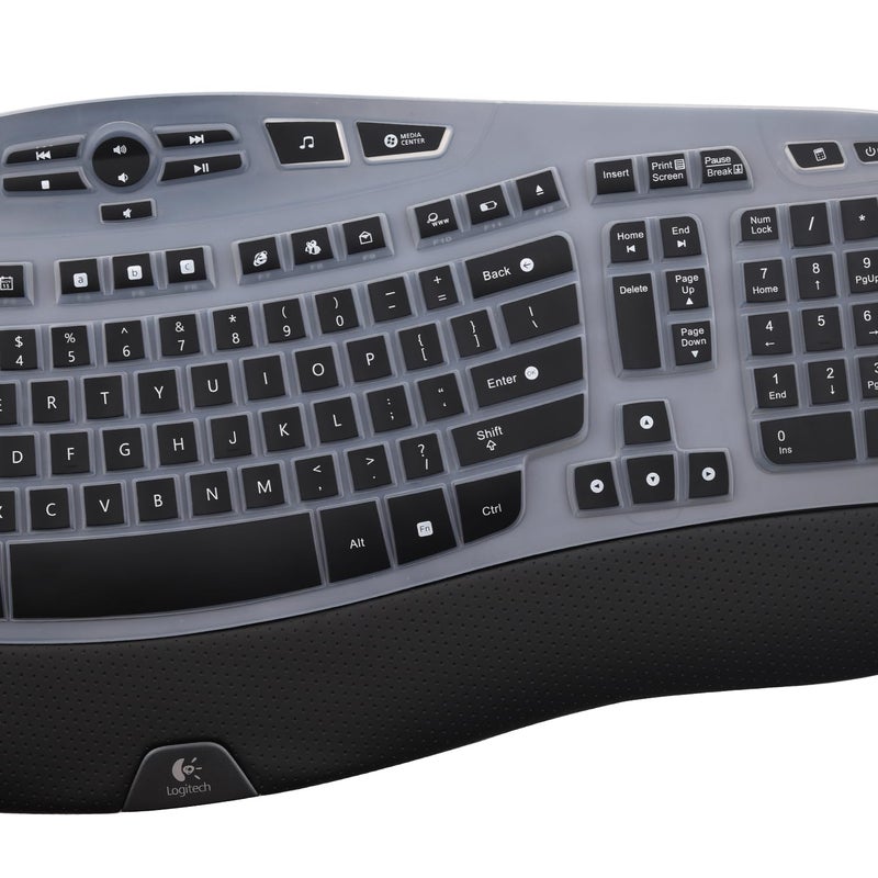 MUBUY-GOL Keyboard Cover for Logitech K350 MK570 MK550 Wireless Wave Keyboard, Logitech MK570 MK550 Ergonomic Wave Keyboard, Ultra Thin Silicone Keyboard Skin, K350 K570 K550 Protective Accessories -Black - Image 5