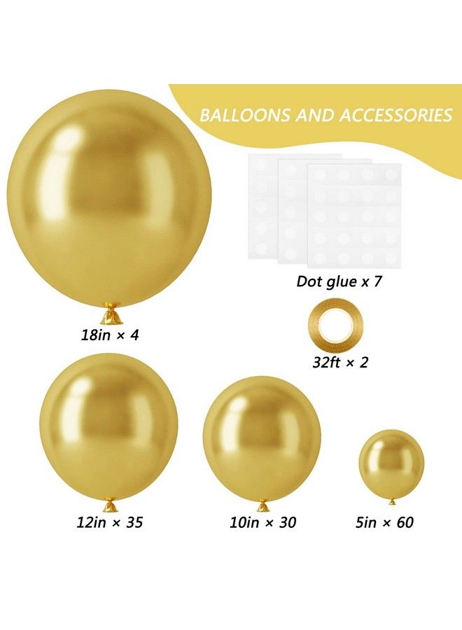 RUBFAC 129Pcs Metallic Gold Balloons Latex Balloons Different Sizes 18 12 10 5 Inch Party Balloon Kit For Birthday Party Graduation Baby Shower Wedding Holiday Balloon Decoration - Image 3