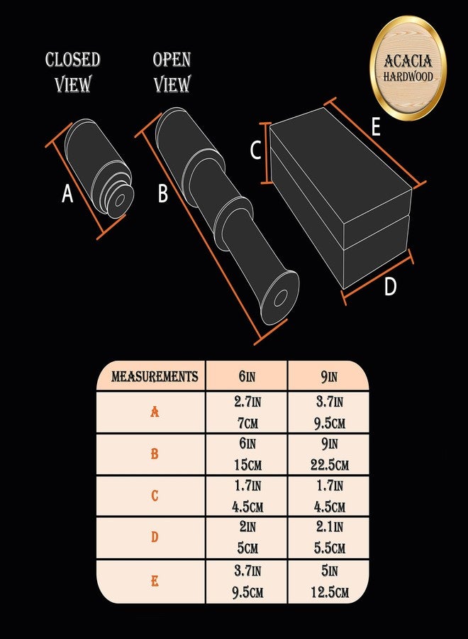 Mythrojan Brass Handheld Telescope 9" Mini Leather Brass Spyglass with Wooden Box - Pirate Telescope, Spyglass Collapsible Monocular Decorative Telescope Perfect for Gift - Image 2