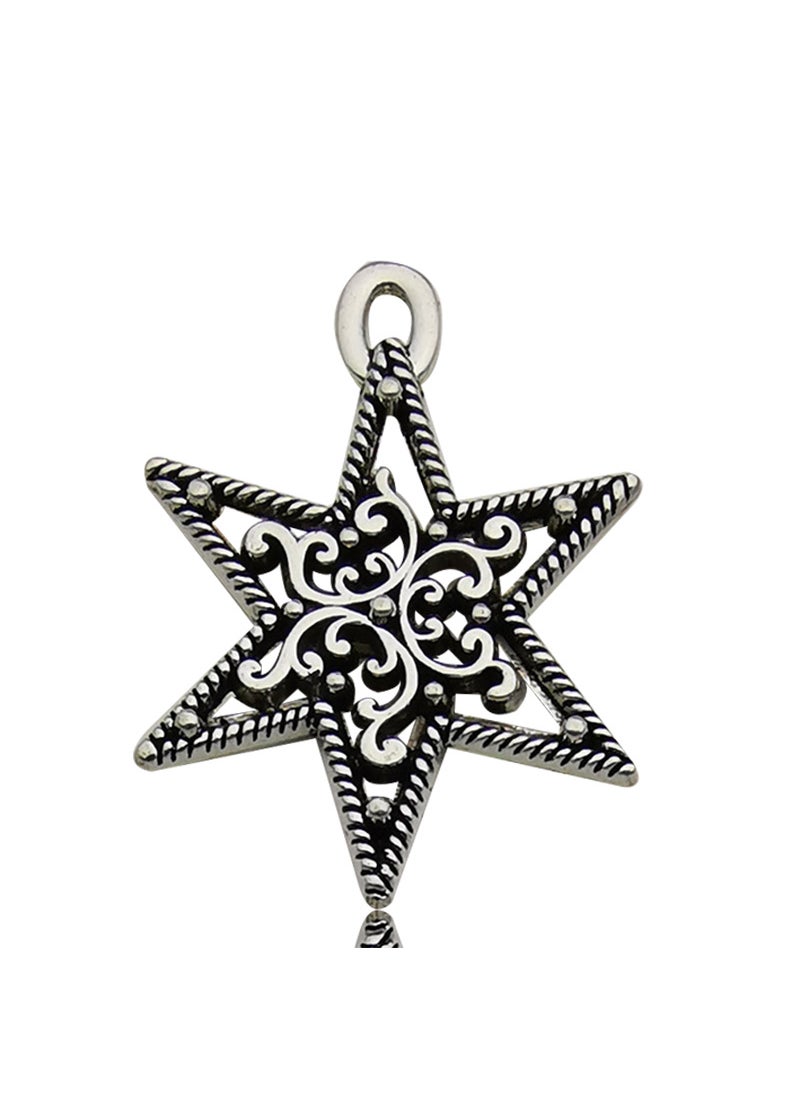 Generic - Vintage Diy Handmade Alloy Jewelry Accessories Star Hollow Out Pentagram Meteor Necklace Earrings Pendant Hanging Ornament 13866-ancient silver star 1.5g-19x24.5mm - Image 1