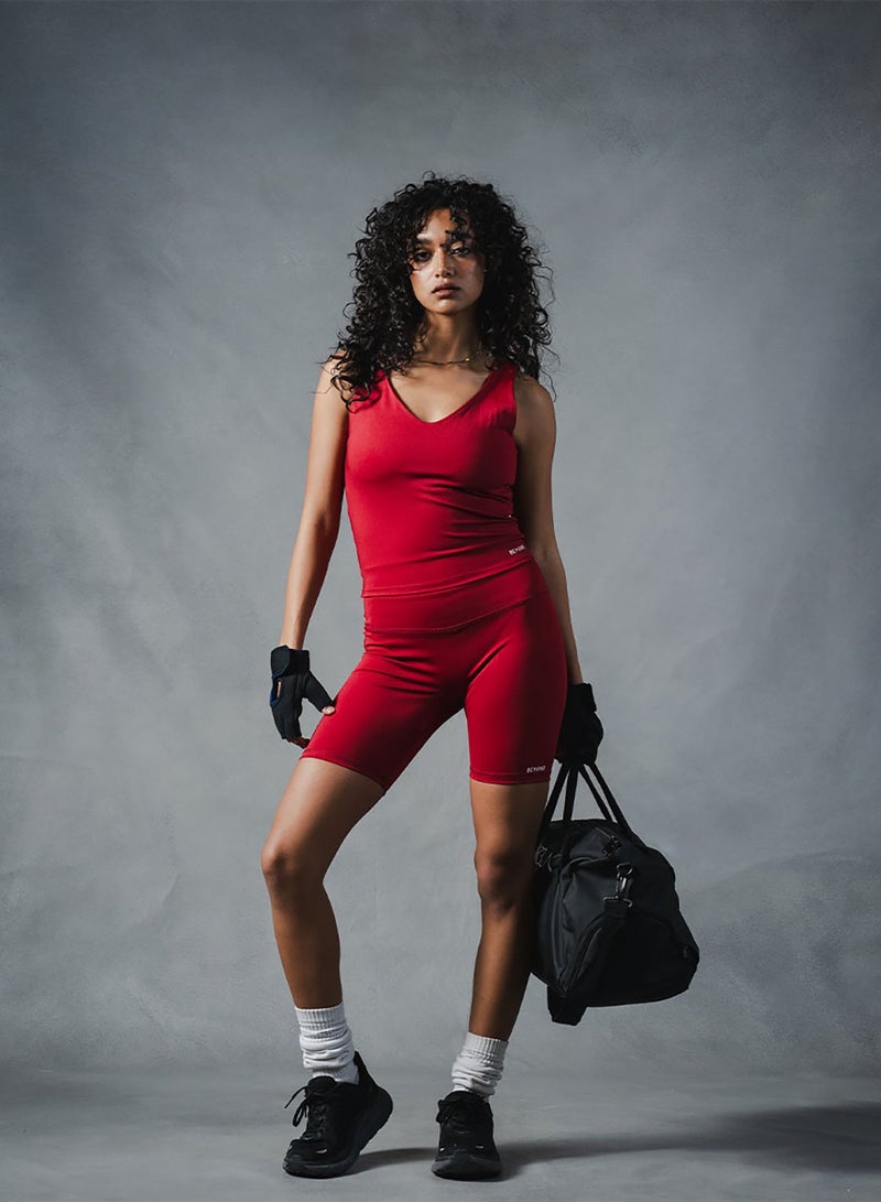 Beyond Sportswear Women's Red Seamless Biker Shorts - Image 1