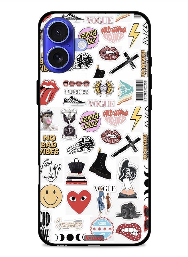Tolwak Apple iPhone 16 Protective Case Cover No Bad Vibes Stickers - Image 1
