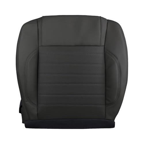 Prefer Warehouse Perforated Driver Bottom Seat Cover Compatible with 2010 2011 2012 2013 2014 Ford Mustang GT, Leather | Waterproof OEM-Style Replacement | Heated & Non-Heated Seats，Trim Code: 4W, Black - Image 1