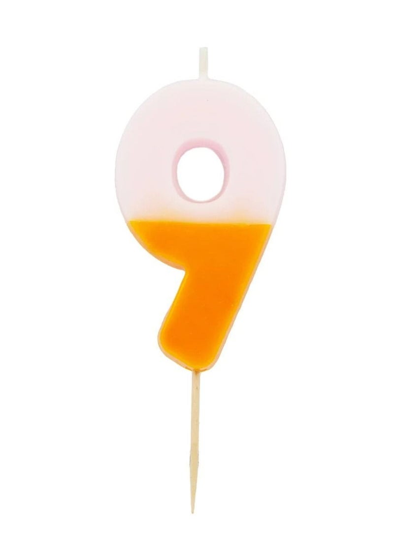 Talking Tables - Orange & Yellow Number Candle - 9 - Image 1