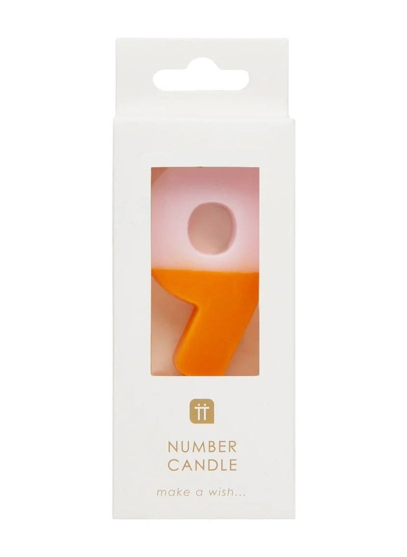 Talking Tables - Orange & Yellow Number Candle - 9 - Image 1