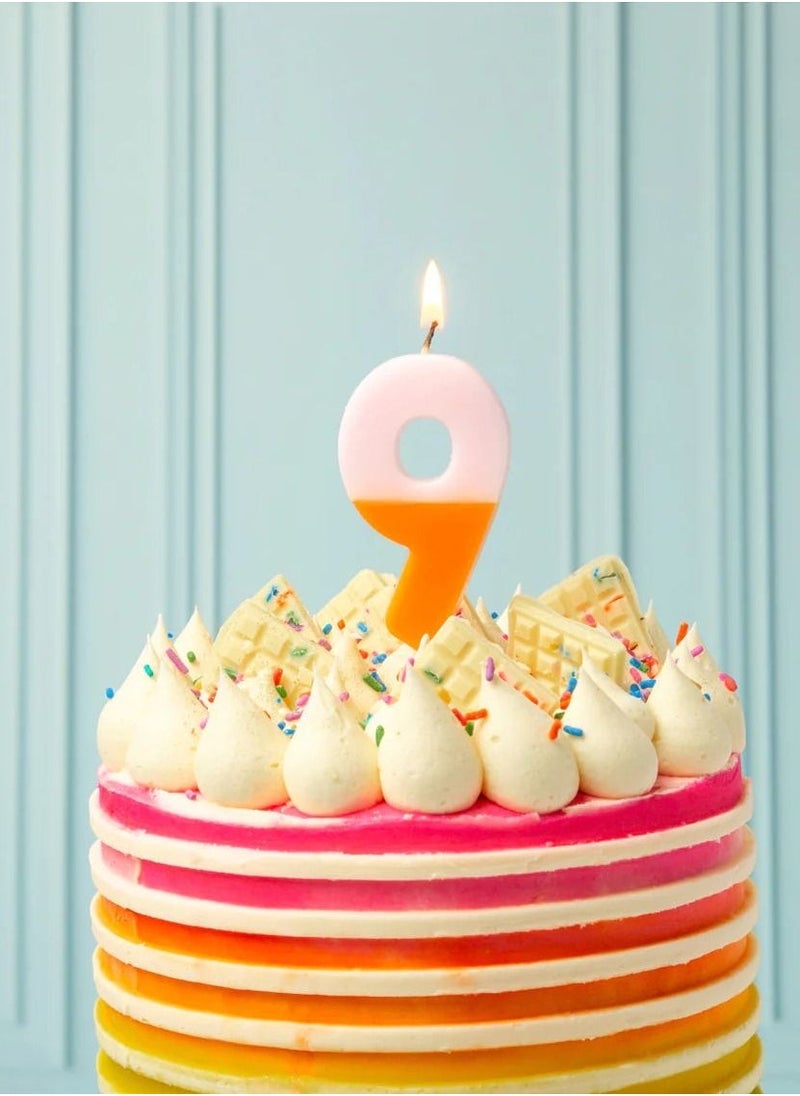 Talking Tables - Orange & Yellow Number Candle - 9 - Image 1