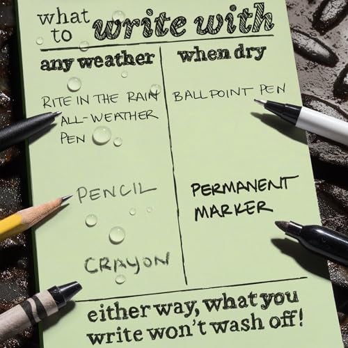 Rite in the Rain Weatherproof 3" x 5" Top Spiral Notebook Kit: Tan CORDURA Fabric Cover, 3" x 5" Green Notebook, and an Weatherproof Pen (No. 935-KITL) - Image 4