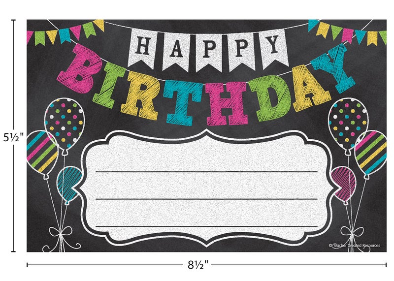 Teacher Created Resources Chalkboard Brights Happy Birthday Awards (TCR5466) - Image 3