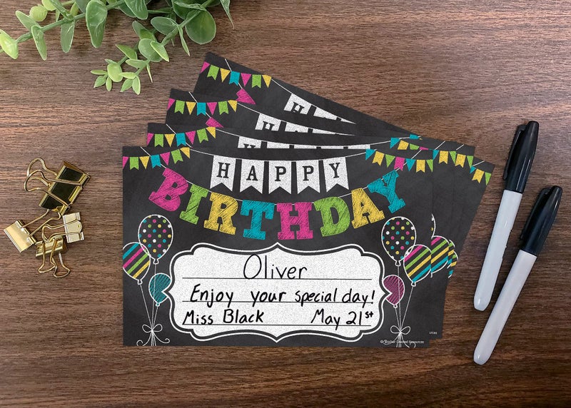 Teacher Created Resources Chalkboard Brights Happy Birthday Awards (TCR5466) - Image 2
