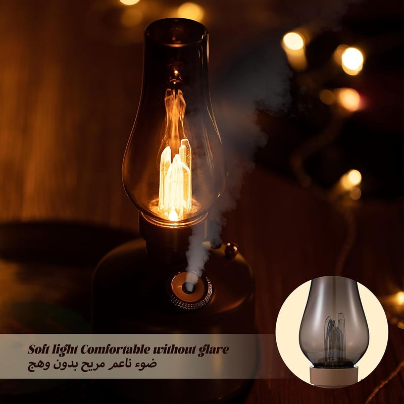 nafas Retro Lamp Humidifier for Bedroom Portable Aroma Diffuser Oil Diffuser Aromatherapy Function Rechargeable for Home with Table Lamp Dimmable Brightness，2 Speed Spray Waterless Auto Off (Brown) - Image 3