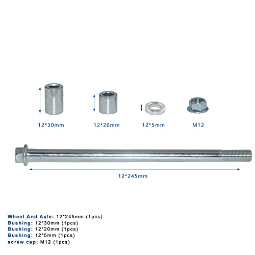 Minho 12mm 245mm Front Rear Axle with Bushing 30mm 20mm 5mm Fit for Jonway 125cc 150cc Scooter Motorcycle Dirt Bike QUAD ATV - Image 2