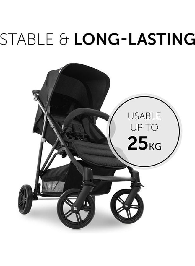 hauck Pushchair Rapid 4, Stroller 25 Kg (22 Kg Child + 3 Kg Basket), Small Folding Stroller With Lying Postion, Height - Adjustable, Large Shopping Basket - Black - Image 2