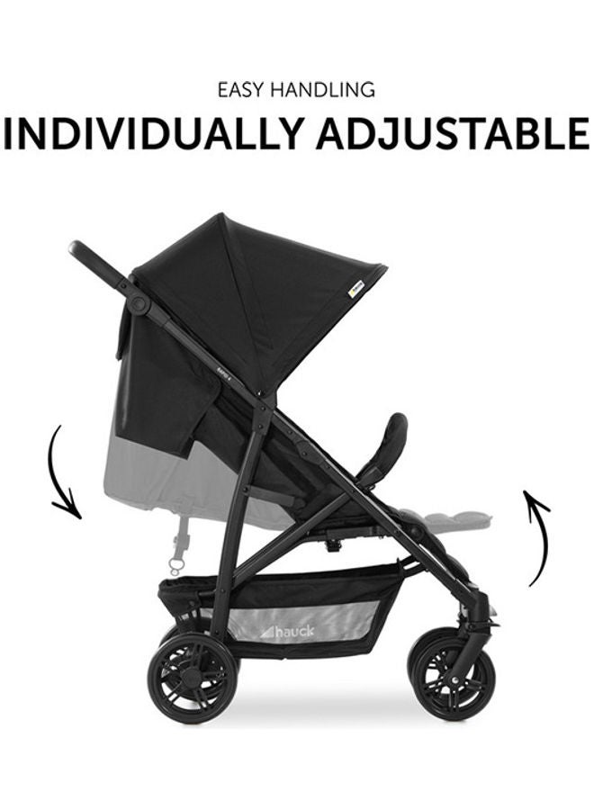 hauck Pushchair Rapid 4, Stroller 25 Kg (22 Kg Child + 3 Kg Basket), Small Folding Stroller With Lying Postion, Height - Adjustable, Large Shopping Basket - Black - Image 3