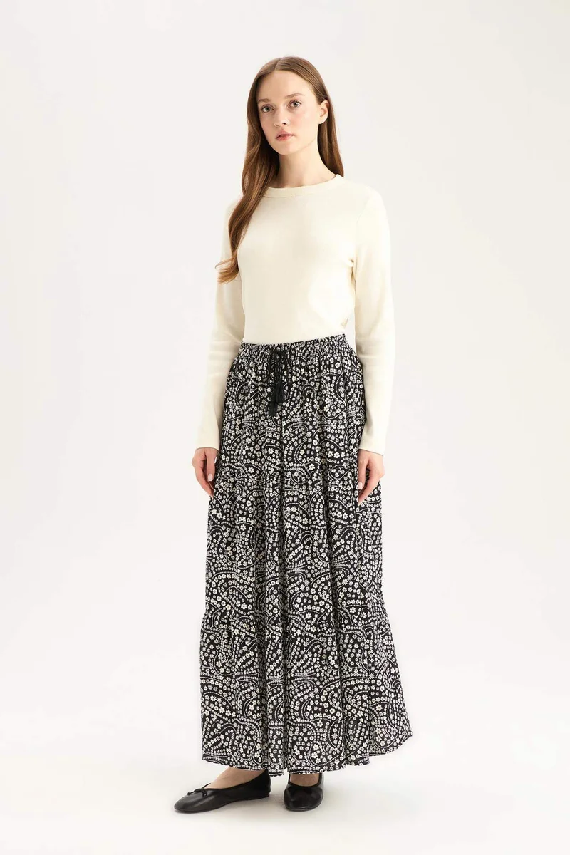 ديفاكتو Printed Maxi Skirt