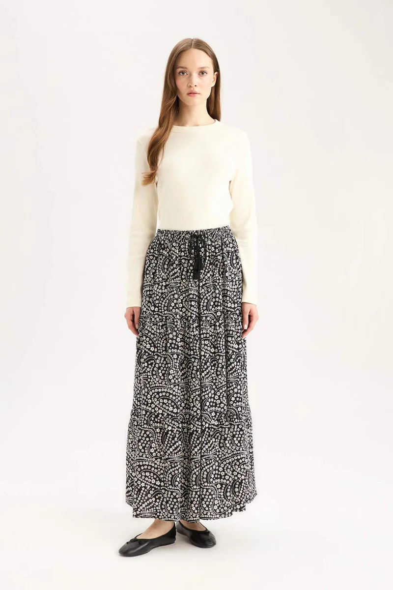 ديفاكتو Printed Maxi Skirt