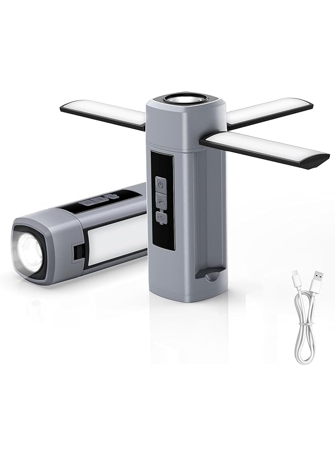 كاست ويف فانوس تخييم قابل للطي، مصابيح تخييم قابلة لإعادة الشحن، 7 أوضاع IP54، 1500 لومن، فوانيس محمولة لانقطاع التيار الكهربائي في حالات الطوارئ والمشي لمسافات طويلة في الهواء الطلق، رمادي - Image 1