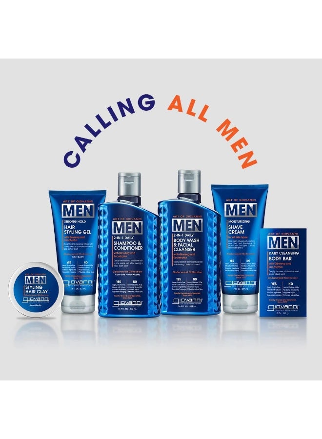 Giovanni Men Strong Hold Hair Styling Gel with Ginseng & Eucalyptus - 201 ml for Frizz Control and Shine - Image 4
