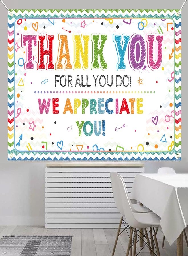 TAKEALOOKO We Appreciate You Banner Decorations - 71 x 45 Inch Thank You For All You Do Employee Appreciation Decorations, We Appreciate You Teachers Staff Doctors Nurses Banner Decor for Graduation Party Gifts - Image 2