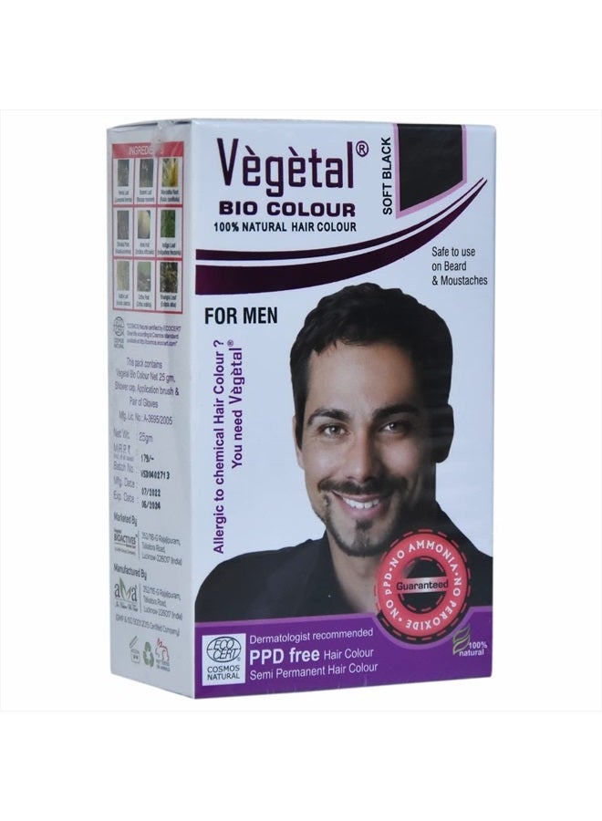 Vegetal لون الشعر البيولوجي، أسود ناعم، 25 جرام لتلوين اللحية والشارب - Image 1