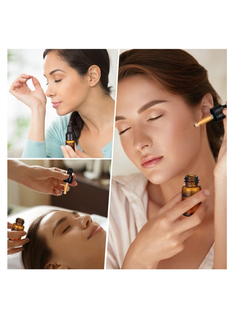 Excefore - Amber Glass Mini Dropper Bottles, (3 ml)Essential Oil Dropping Bottles, Small Empty Sample Bottles Glass Vial with Dropper, Black Caps Tiny Amber Glass Bottles, Perfume Jars for Traveling - Image 1