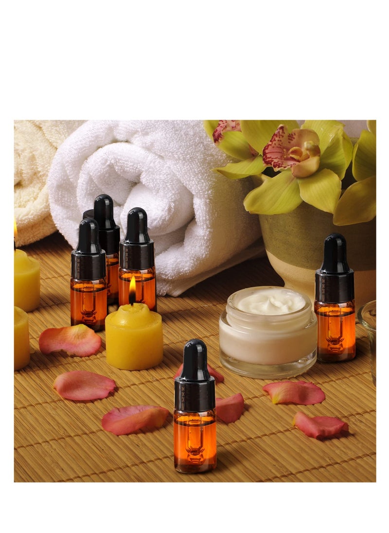 Excefore - Amber Glass Mini Dropper Bottles, (3 ml)Essential Oil Dropping Bottles, Small Empty Sample Bottles Glass Vial with Dropper, Black Caps Tiny Amber Glass Bottles, Perfume Jars for Traveling - Image 1
