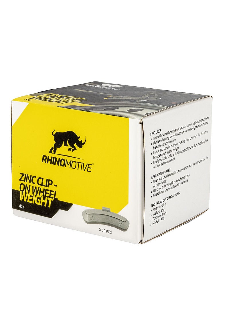 RHINOMOTIVE Automotive Zinc Clip-on Wheels Weight 45g 50Pcs  - Image 3