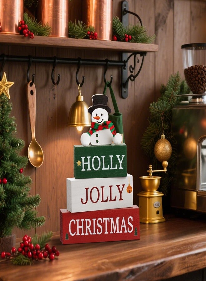 Mljsh Christmas Decorations Indoor Centerpieces for Table Decor, Wooden Christmas Sign Holiday Decorations Indoor Xmas Tabletop Winter Decors for Home Office Desk Shelf Window Sill Tv Stand Mantel - Image 4