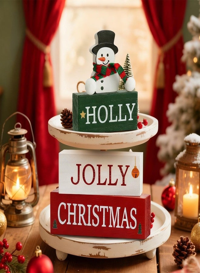 Mljsh Christmas Decorations Indoor Centerpieces for Table Decor, Wooden Christmas Sign Holiday Decorations Indoor Xmas Tabletop Winter Decors for Home Office Desk Shelf Window Sill Tv Stand Mantel - Image 2