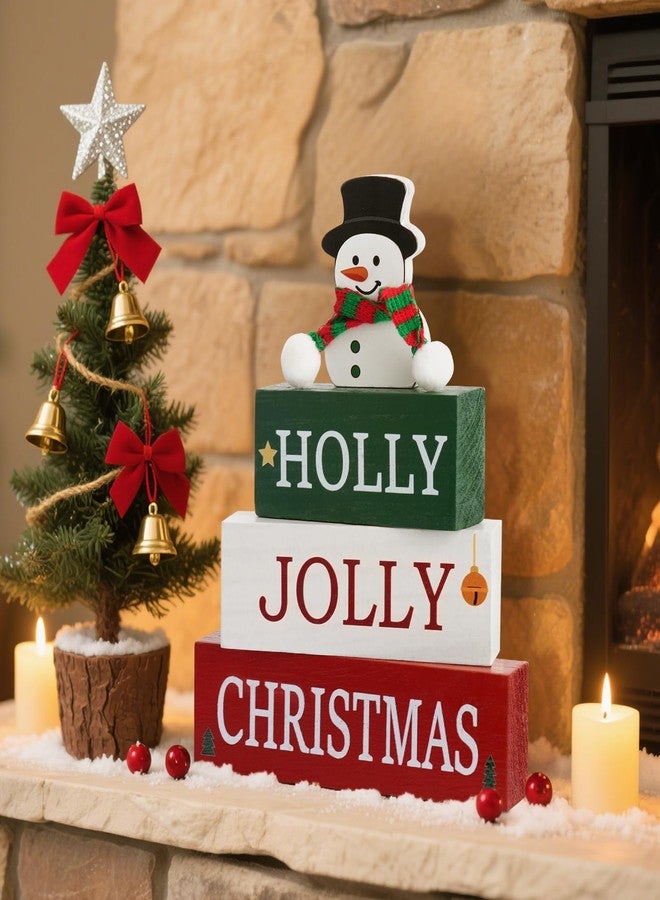 Mljsh Christmas Decorations Indoor Centerpieces for Table Decor, Wooden Christmas Sign Holiday Decorations Indoor Xmas Tabletop Winter Decors for Home Office Desk Shelf Window Sill Tv Stand Mantel - Image 5