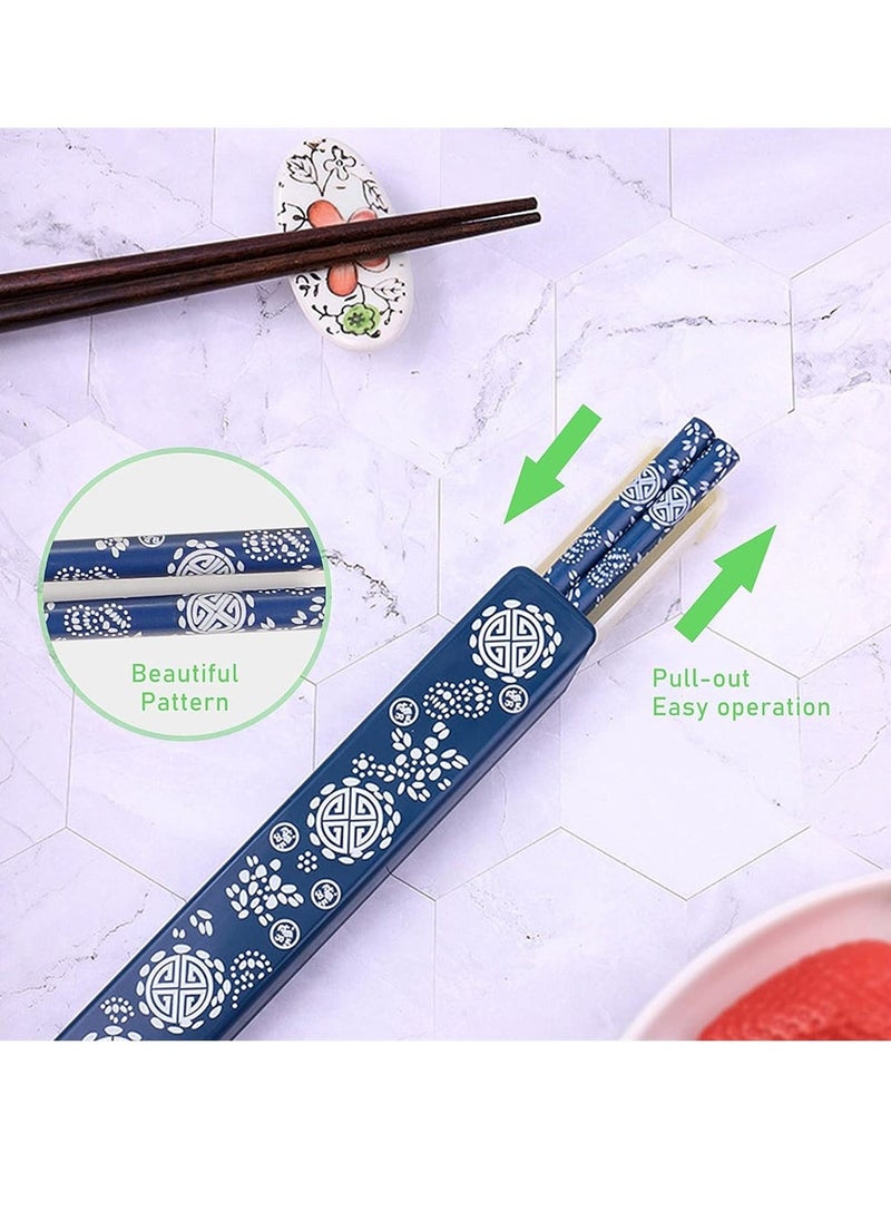 SYOSI - Portable Chopsticks Set with Case 2 Pairs Reusable Natural Wooden Chopsticks Japanese Style Eco-Friendly Chopsticks for Sushi Noodle Picnic Kitchen - Image 1