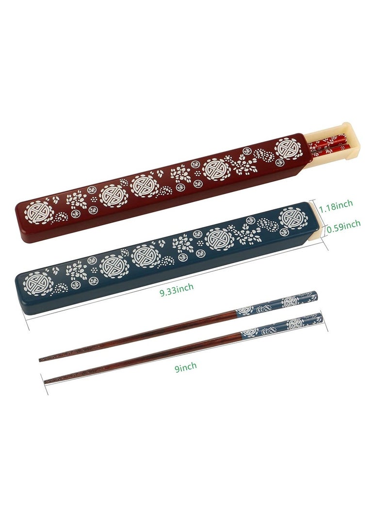 SYOSI - Portable Chopsticks Set with Case 2 Pairs Reusable Natural Wooden Chopsticks Japanese Style Eco-Friendly Chopsticks for Sushi Noodle Picnic Kitchen - Image 1