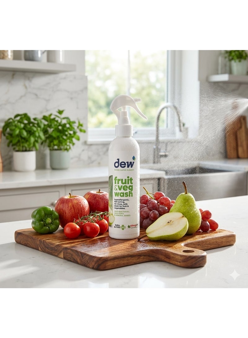 Dew Fruit & Vegetable Wash 250ml - 100% Mineral Based, Non-Toxic & Antibacterial - Safe for Baby & Child Care - No Rinse Formula - Image 1
