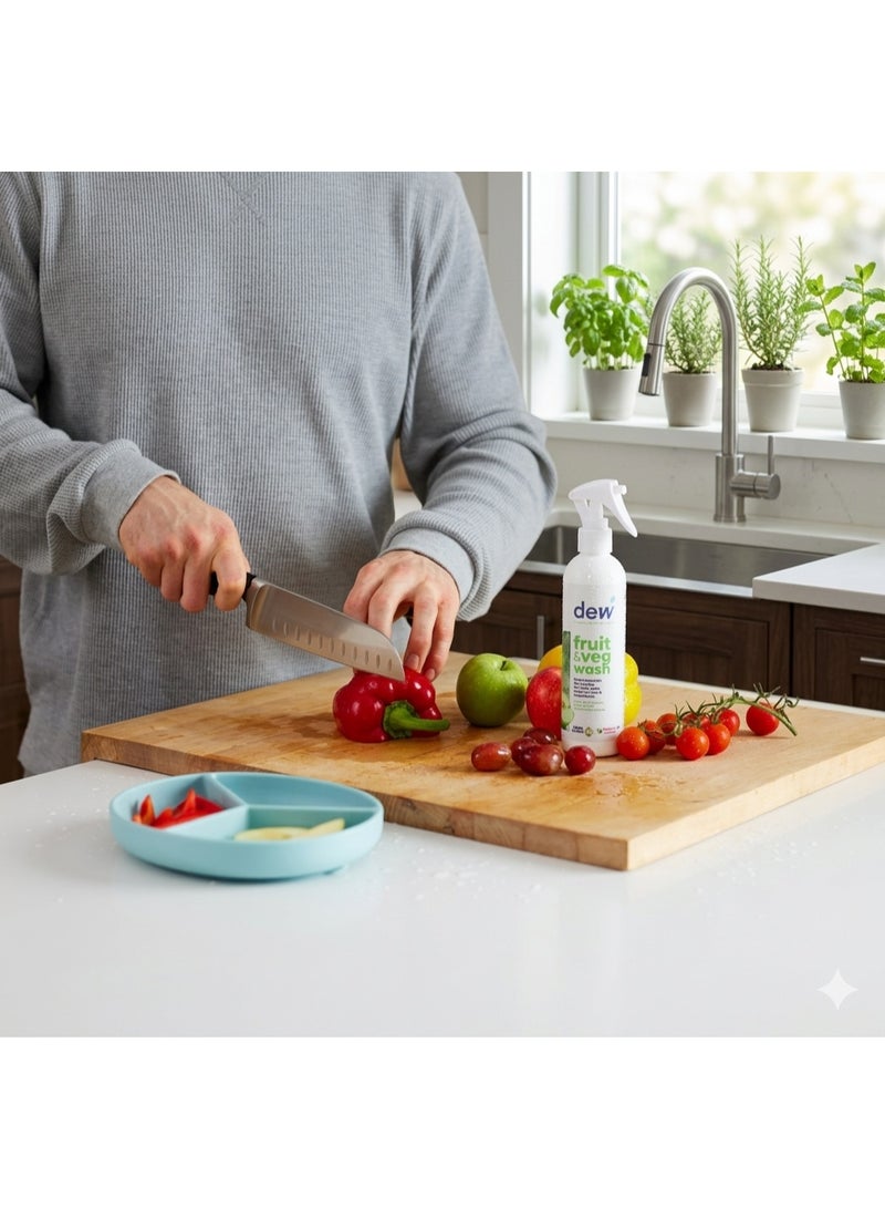 Dew Fruit & Vegetable Wash 250ml - 100% Mineral Based, Non-Toxic & Antibacterial - Safe for Baby & Child Care - No Rinse Formula - Image 2