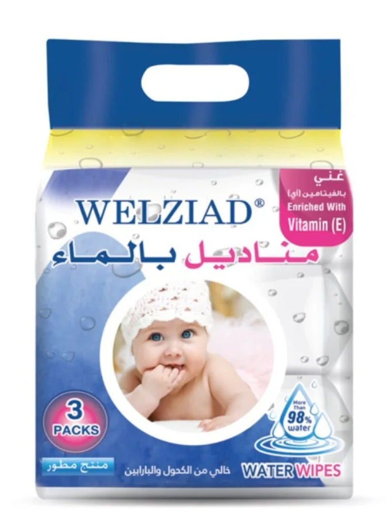 WELZIAD Pack Of 3 Water Wipes With Apple Fruit Extract 3 X 100 Wipes - Image 1