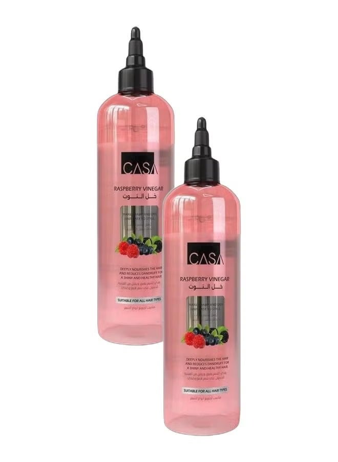 Casa Raspberry vinegar for scalp cleansing and hair shine – 2 x 400ml - Image 1