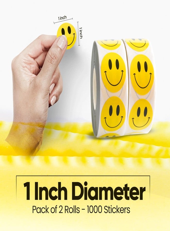 IBAKE 1000 PCS Smiley Stickers - 1 Inch Round Yellow Stickers (2 Rolls) - Happy Face Labels for Kids, Teachers, Rewards, Packaging, Party Favors, Scrapbooking - Image 4
