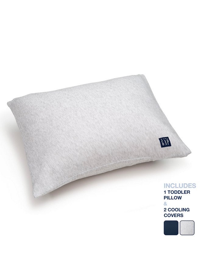 Delta Children Gap babyGap Memory Foam Toddler Pillow with 2 Cooling Covers, White/Blue - Image 2