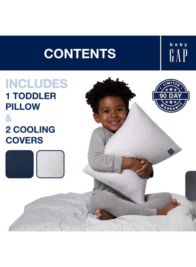 Delta Children Gap babyGap Memory Foam Toddler Pillow with 2 Cooling Covers, White/Blue - Image 5