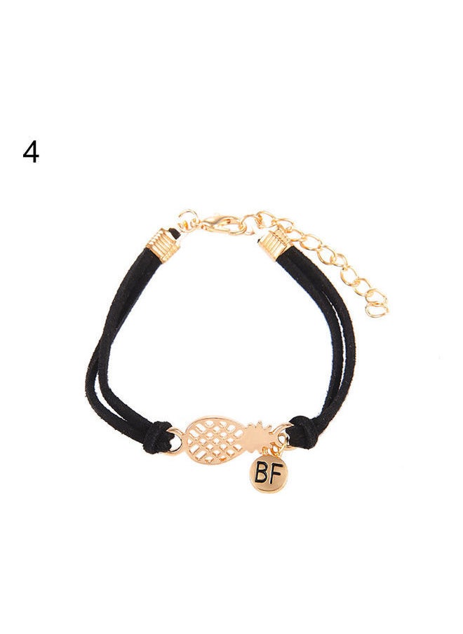 NIBEMINENT - Fashion Girls Faux Leather Rope Hollow Pineapple Letter BF Double Layer Bracelet - Image 1