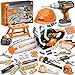 spring flower SpringFlower 51Pcs Kids Tool Set with Toy Chainsaw Electronic Drill Toy Toddler Tool Set Construction Toys Tool for Kids age345678 Tool Kit Toy for Christmas Birthday Gifts - Image 2