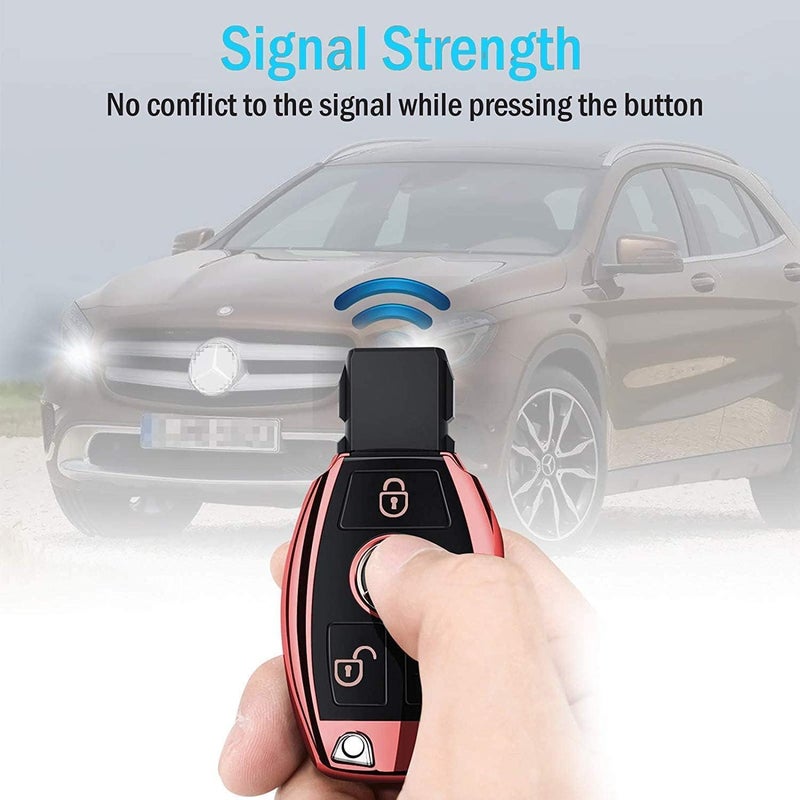 Intermerge for Mercedes Benz Key Fob Cover, Premium Soft TPU Key Case Cover Compatible with Mercedes Benz C E S M CLS CLK G Class Keyless Smart Key Fob_Rose Gold - Image 3