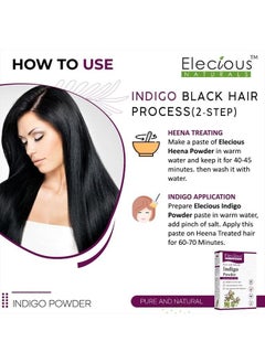 Elecious Indigo Powder for Hair black (200 Grams) | 100% Pure and Natural, No preservatives | Natural hair dye | No Ammonia, No PPD  - Image 4