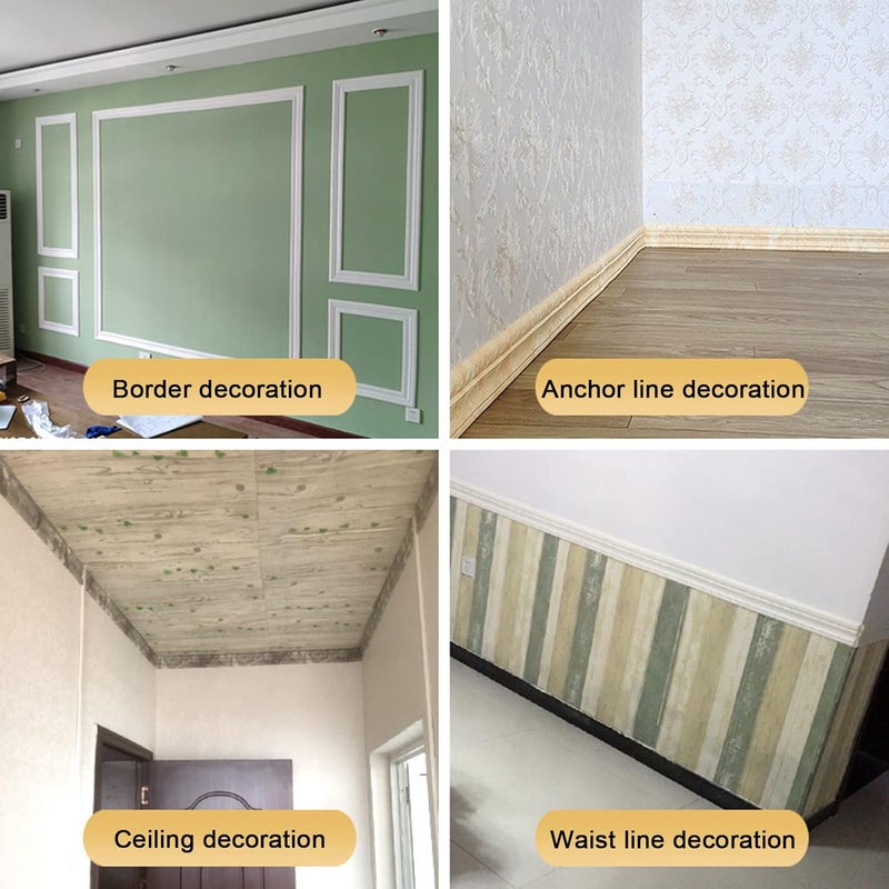 klarako Self Adhesive Flexible Foam Molding Trim - 90"x 3" Peel and Stick Trim Rubber Baseboard Wall Base Moulding Trim, 3D Sticky Decorative Wall Lines Border Stickers for Home Office Hotel Decoration (A) - Image 4