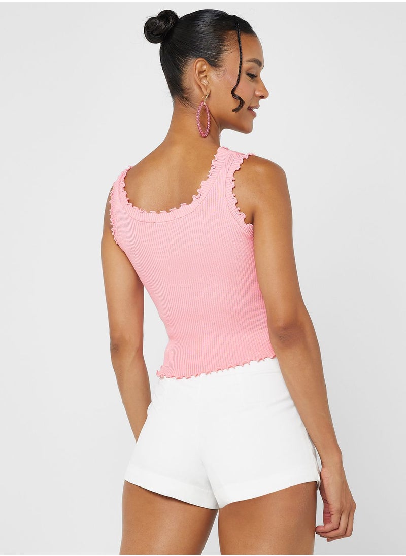 Ginger - Lettuce Detail Ribbed Vest - Image 1