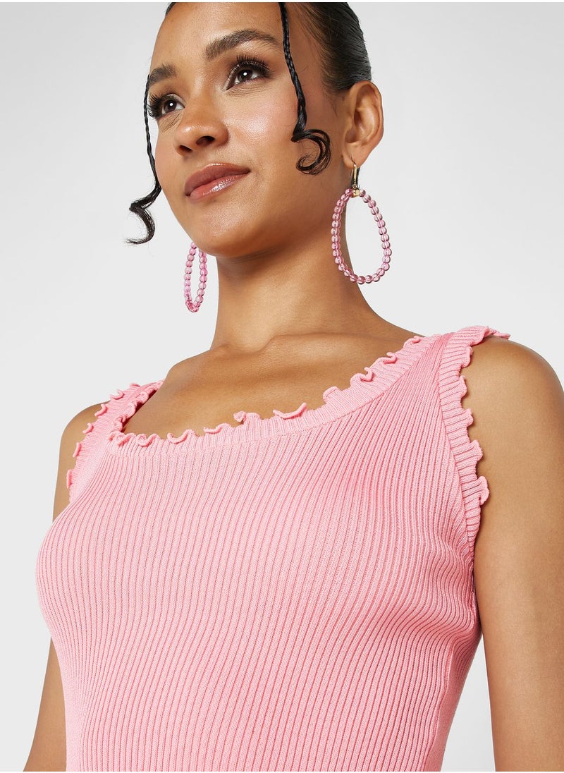 Ginger - Lettuce Detail Ribbed Vest - Image 1