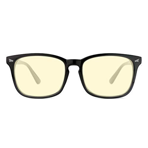 TIJN Gaming Glasses Blue Light Blocking Glasses for Women Men Nerd Eyeglasses Screen Fatigue Anti UV Glare, Black - Image 1