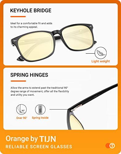 TIJN Gaming Glasses Blue Light Blocking Glasses for Women Men Nerd Eyeglasses Screen Fatigue Anti UV Glare, Black - Image 5